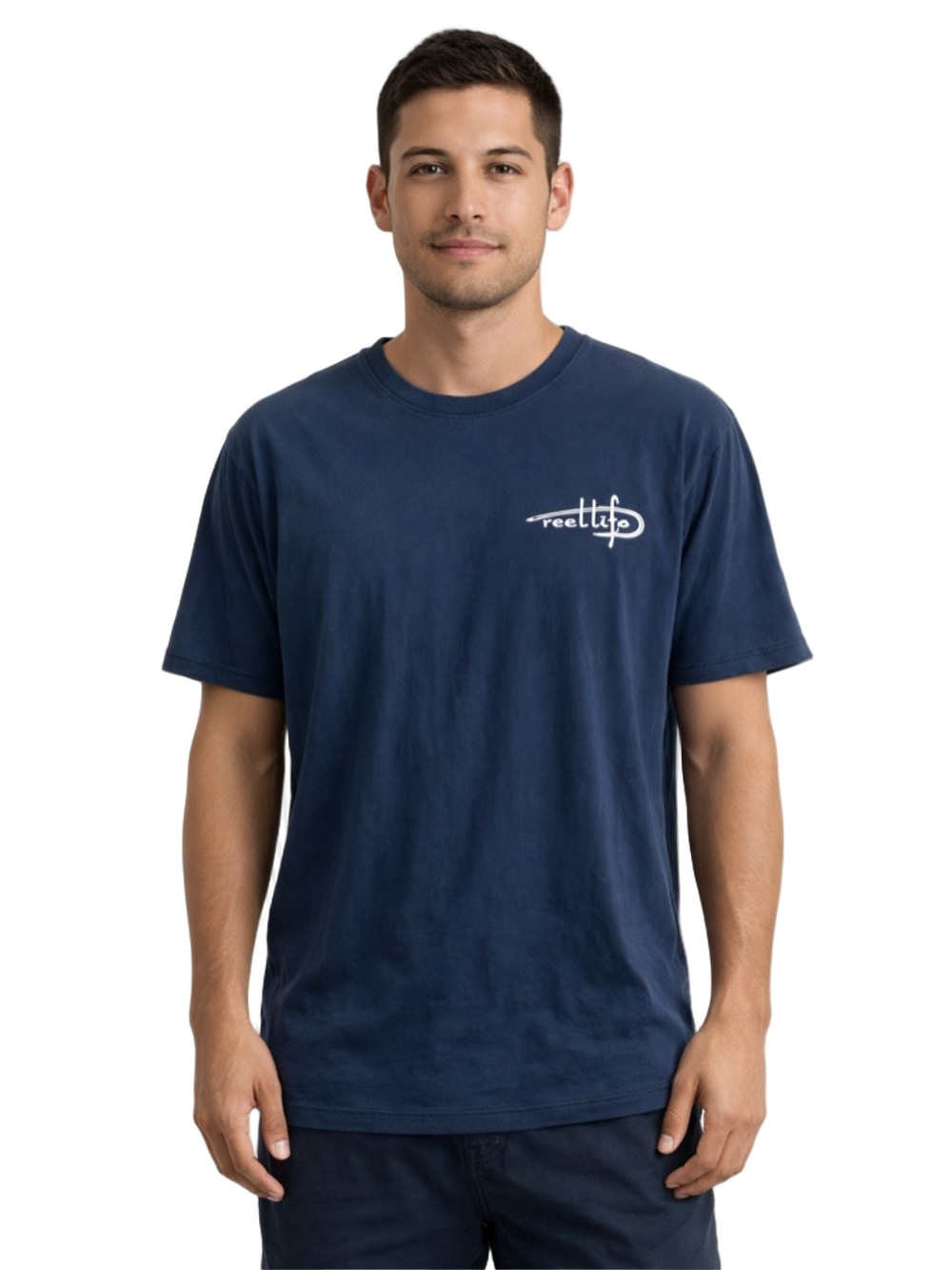 Reel Life Men's Navy Short-Sleeve Logo Tee